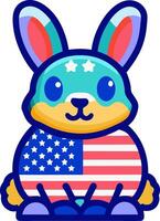 a cartoon rabbit with an american flag on its back vector