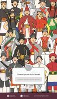 Javanese Poster Layout idea for tourism event with Bregada Illustration vector