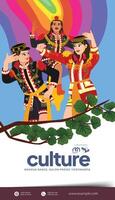 Tourism event layout with indonesian culture Yogyakarta dancer flat illustration vector
