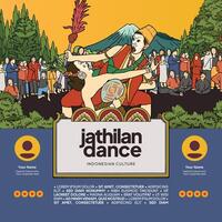 Tourism Event poster design template with jathilan Javanese culture illustration vector