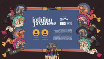 Creative poster idea layout design with Javanese tradition jathilan illustration vector