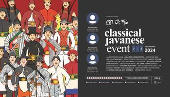 Javanese Poster Layout idea for tourism event with Bregada Illustration vector