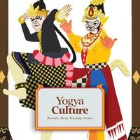 Reog Wayang dance Flat design layout idea for tourism event Indonesian culture vector