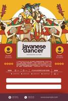 Social Media post template idea with Javanese edan edanan dancer illustration vector