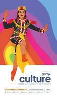 Tourism event layout with indonesian culture Yogyakarta dancer flat illustration vector