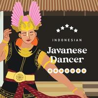 Creative layout idea with Indonesia dancer Javanese Illustration vector