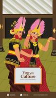 Creative layout idea with Indonesia dancer Javanese Illustration vector