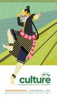Creative layout idea with Indonesia dancer Javanese Illustration vector