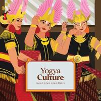 Creative layout idea with Indonesia dancer Javanese Illustration vector