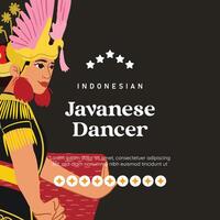 Creative layout idea with Indonesia dancer Javanese Illustration vector