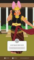 Creative layout idea with Indonesia dancer Javanese Illustration vector