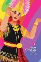 Cell shaded detailed hand drawn illustration of Indonesian Yogyakarta traditional Dancer vector