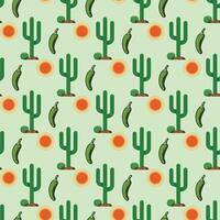 Mix of Cacti Seamless Pattern Design vector