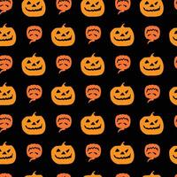 Pumpkin Heads Black Seamless Pattern Design vector