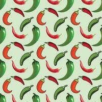 Chili Pepper Varieties Seamless Pattern Design vector
