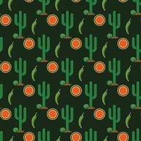 Mix of Cacti Seamless Pattern Design vector