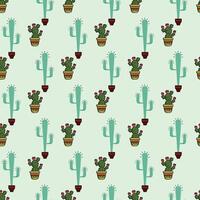 Potted Cactus Seamless Pattern Design vector