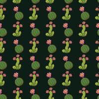 Cactus In Bloom Seamless Pattern Design vector