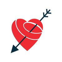Heart With Arrow Through Flat on white background vector
