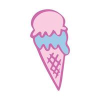 Hand drawn style ice cream on white background vector