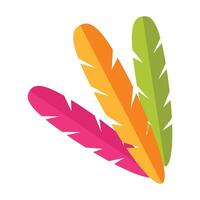 Set of parrot feathers in doodle style vector