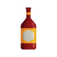 Flat beer bottle with label on white background vector