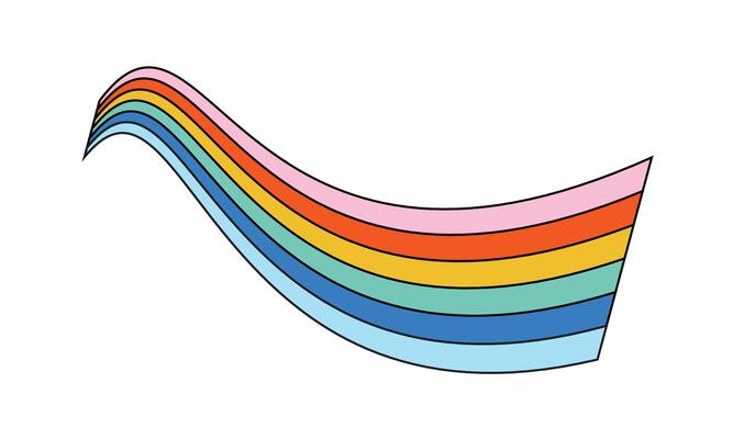 Wavy colorful rainbow lines background
