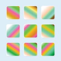 Colorful holographic gradient background design set vector
