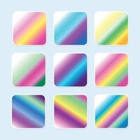 Colorful holographic gradient background design set vector