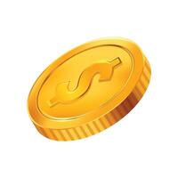 Dollar Gold Coin 3D Illustration on white background vector