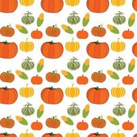 Pumpkin Variations With Corn Seamless Pattern Design vector