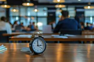 Coaching session on time management, with a close-up on time allocation strategies and the focused participant, showcasing the importance of efficient time use in leadership photo