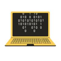 Script coding and programming concept. User programming coding binary code on laptop. Icon for web, blog, seo, social media, internet advertising vector