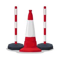 Illustration of traffic cone and traffic pole vector