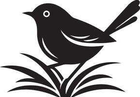 Black artwork illustration of a flying robin bird silhouette, capturing the graceful motion and elegance of this avian in a simple yet striking design. vector
