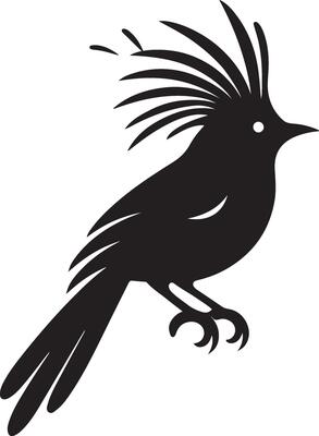 Black artwork illustration of a flying robin bird silhouette, capturing the graceful motion and elegance of this avian in a simple yet striking design.
