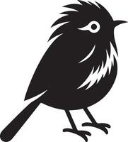 Black artwork illustration of a flying robin bird silhouette, capturing the graceful motion and elegance of this avian in a simple yet striking design. vector