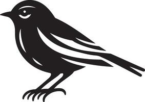 Black artwork illustration of a flying robin bird silhouette, capturing the graceful motion and elegance of this avian in a simple yet striking design. vector