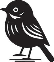 Black artwork illustration of a flying robin bird silhouette, capturing the graceful motion and elegance of this avian in a simple yet striking design. vector