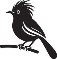 Black artwork illustration of a flying robin bird silhouette, capturing the graceful motion and elegance of this avian in a simple yet striking design. vector
