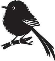 Black artwork illustration of a flying robin bird silhouette, capturing the graceful motion and elegance of this avian in a simple yet striking design. vector
