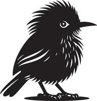 Black artwork illustration of a flying robin bird silhouette, capturing the graceful motion and elegance of this avian in a simple yet striking design. vector