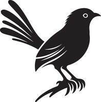 Black artwork illustration of a flying robin bird silhouette, capturing the graceful motion and elegance of this avian in a simple yet striking design. vector