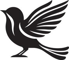 Black artwork illustration of a flying robin bird silhouette, capturing the graceful motion and elegance of this avian in a simple yet striking design. vector