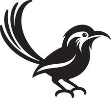 Black artwork illustration of a flying robin bird silhouette, capturing the graceful motion and elegance of this avian in a simple yet striking design. vector
