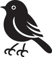 Black artwork illustration of a flying robin bird silhouette, capturing the graceful motion and elegance of this avian in a simple yet striking design. vector