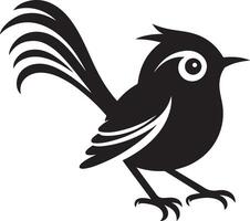 Black artwork illustration of a flying robin bird silhouette, capturing the graceful motion and elegance of this avian in a simple yet striking design. vector
