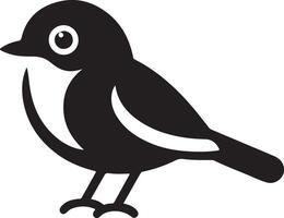 Black artwork illustration of a flying robin bird silhouette, capturing the graceful motion and elegance of this avian in a simple yet striking design. vector