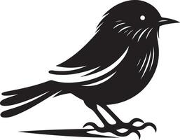Black artwork illustration of a flying robin bird silhouette, capturing the graceful motion and elegance of this avian in a simple yet striking design. vector