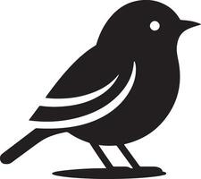 Black artwork illustration of a flying robin bird silhouette, capturing the graceful motion and elegance of this avian in a simple yet striking design. vector